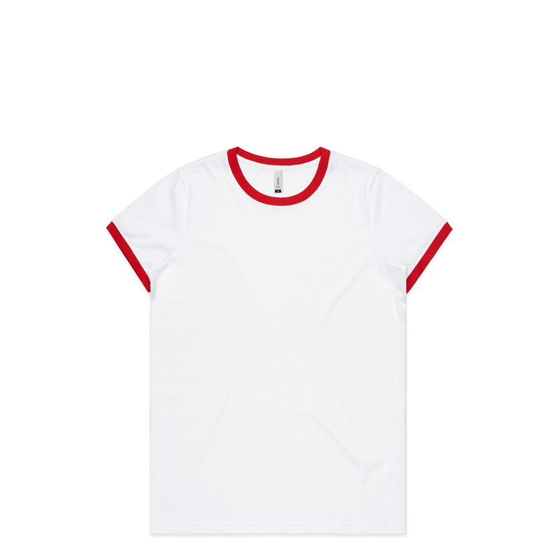 Women's Maple Ringer Tee in White/red