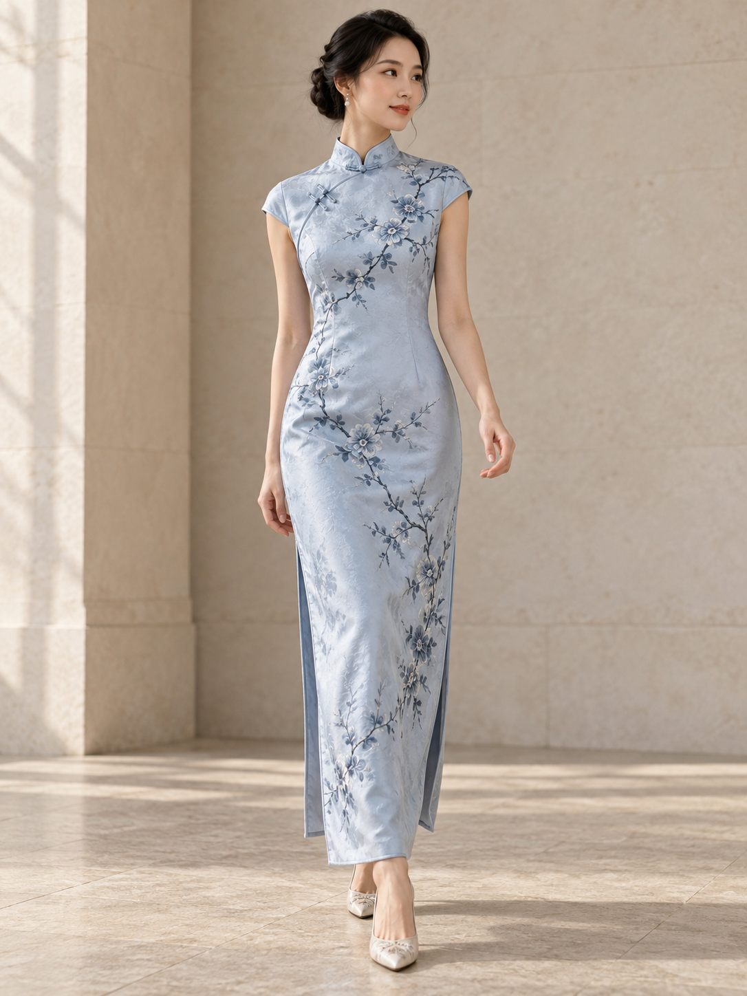 Porcelain Blue Cheongsam — design visualization