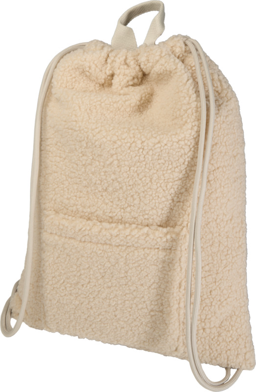 Bear GRS recycled sherpa drawstring backpack 9L in Natural