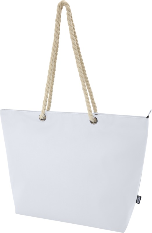 Panama GRS recycled beach cooler tote bag with cord handles 23L in White